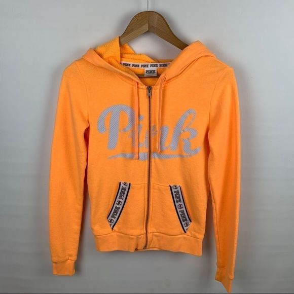 PINK Orange Zip Up Sweatshirt Jacket Size XS - Picture 8 of 8